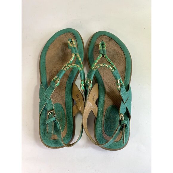 Women's T Strap Sandals Turquoise Gold Braided 7 M - Picture 8 of 10